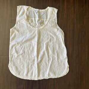 James Perse Women’s Sleeveless Top Sz 2 Off White Scoop Neck Cotton Lightweight